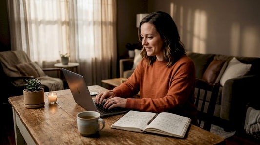 Woman engaged in virtual therapy session at home