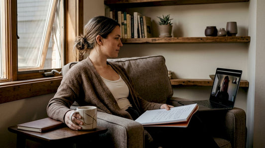 Woman reviewing mental health diagnosis notes