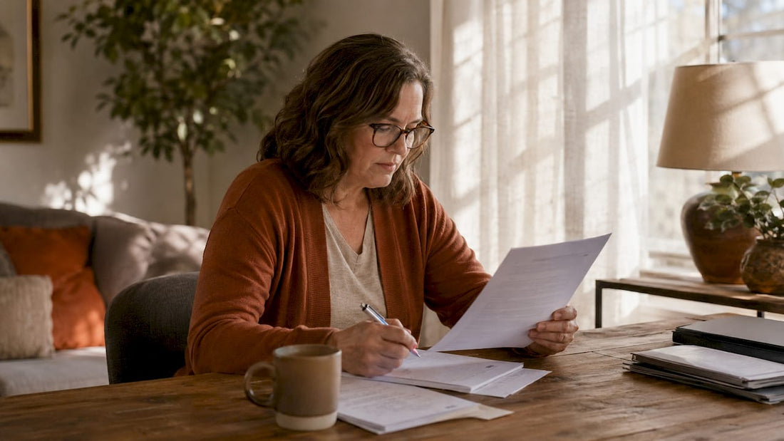 Woman reviewing mental health treatment plan documents
