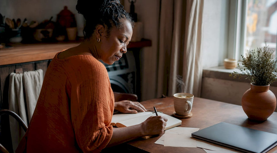 Woman journaling about mental health