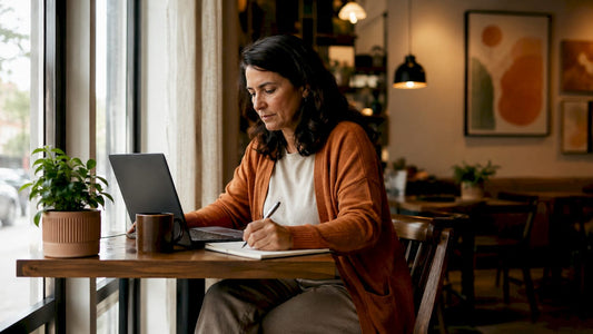 Woman in home office during virtual medication consultation