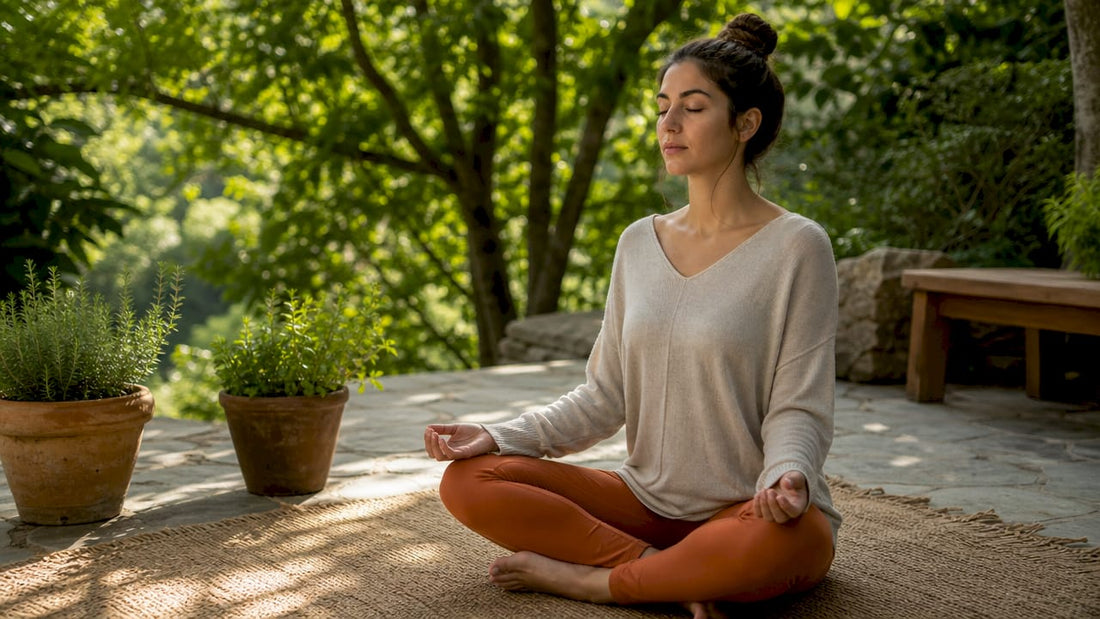 Woman meditating to regulate nervous system