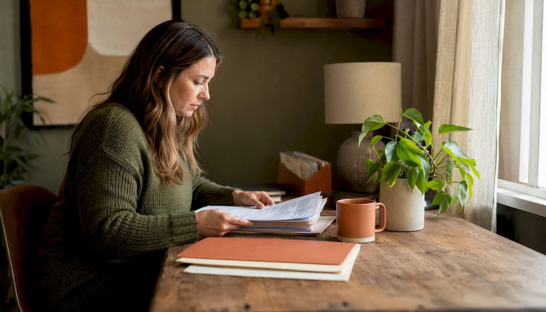 Social worker reviewing mental health care intake forms