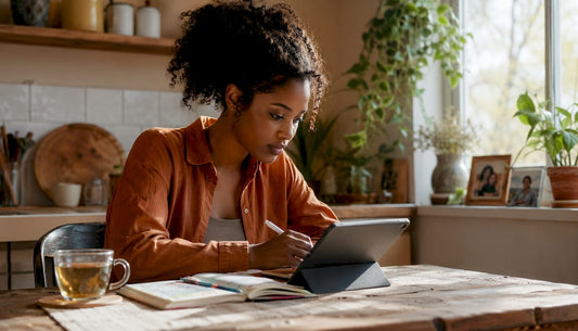 Woman reviewing virtual mental health platforms