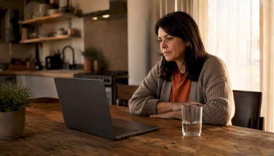 Woman having telepsychiatry session in home