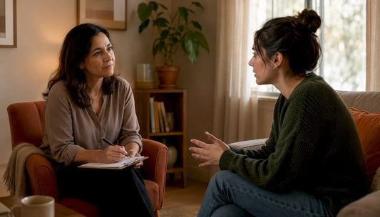 Clinician and patient during mental health assessment