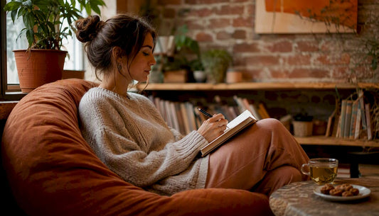 Young woman journaling about anxiety