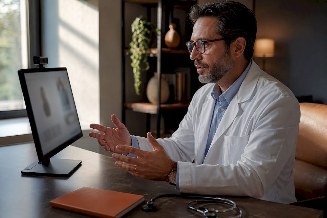 Physician conducting a virtual ADHD evaluation