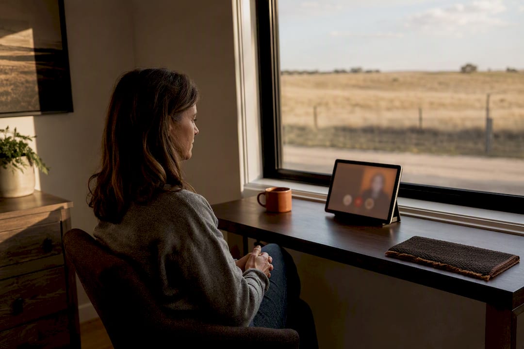 Texas resident beginning virtual psychiatric appointment